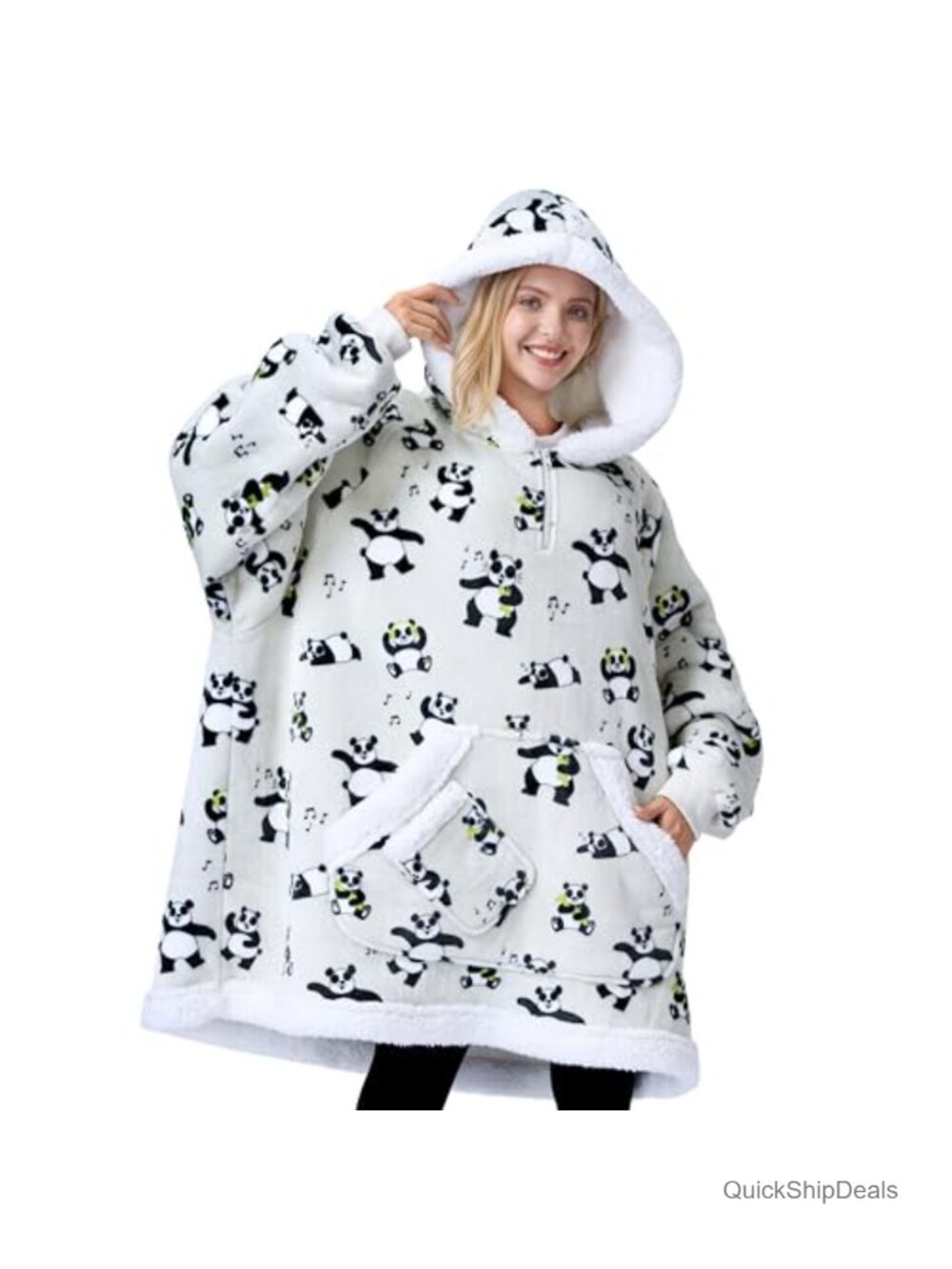Sherpa Fleece Wearable Blanket Hoodie Oversized Warm Cozy Pocket Sleeves